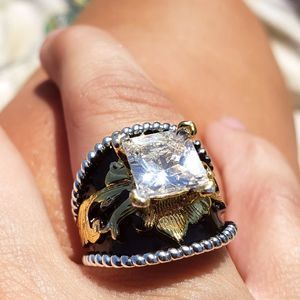 COPY - Western Antique Vintage Rope Ring Cowgirl Black 7